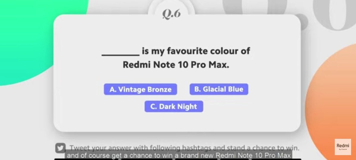 Intakhabhassan's tweet image. #RedmiNote10Launch
#RedmiNote: India&apos;s most-love smartphone series! 😍

I ❤️ #RedmiNote10ProMax #RedmiNote10Pro #RedmiNote10 #10on10 #ILoveRedmiNote
Question:-6 
Andy:- A. Vintage Bronze
@RedmiIndia @manukumarjain