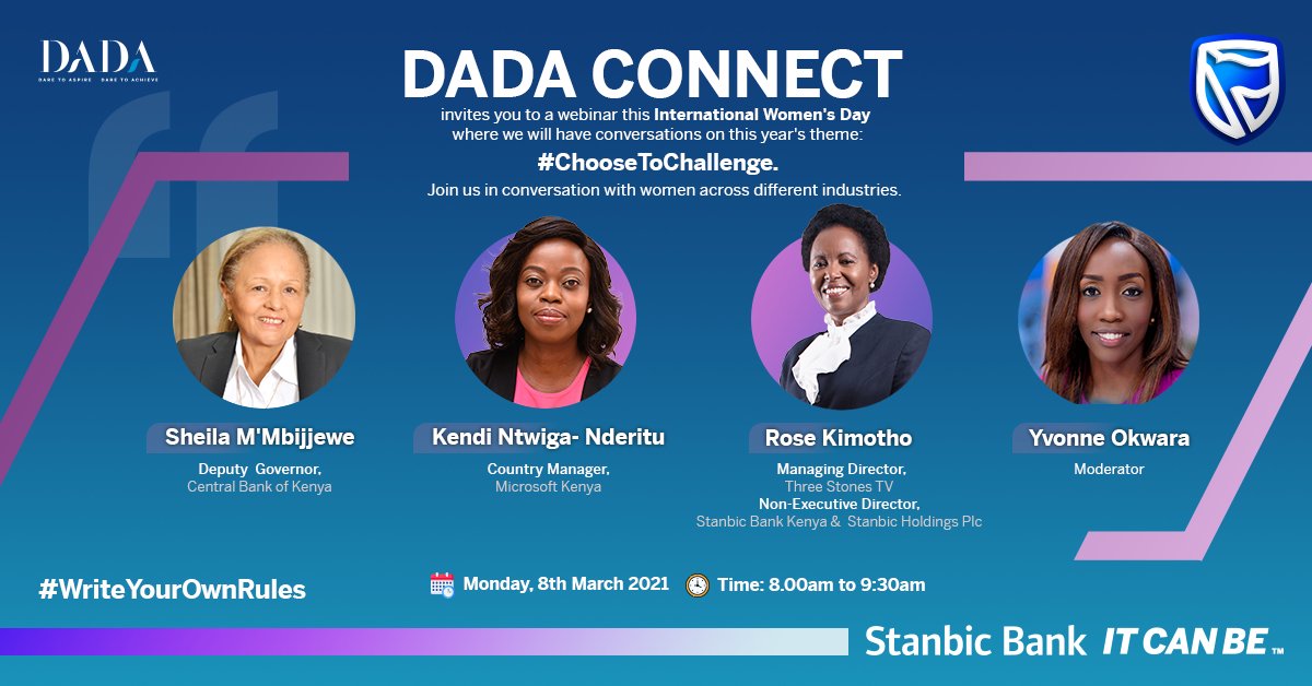 This year, DADA CONNECT is back for another round of inspiring discussions around the International Women's Day theme - #ChooseToChallenge. 
Join us by logging in via this link: primetime.bluejeans.com/a2m/register/a… and get our key guests' take on the topic.
#WriteYourOwnRules
#ItCanBe