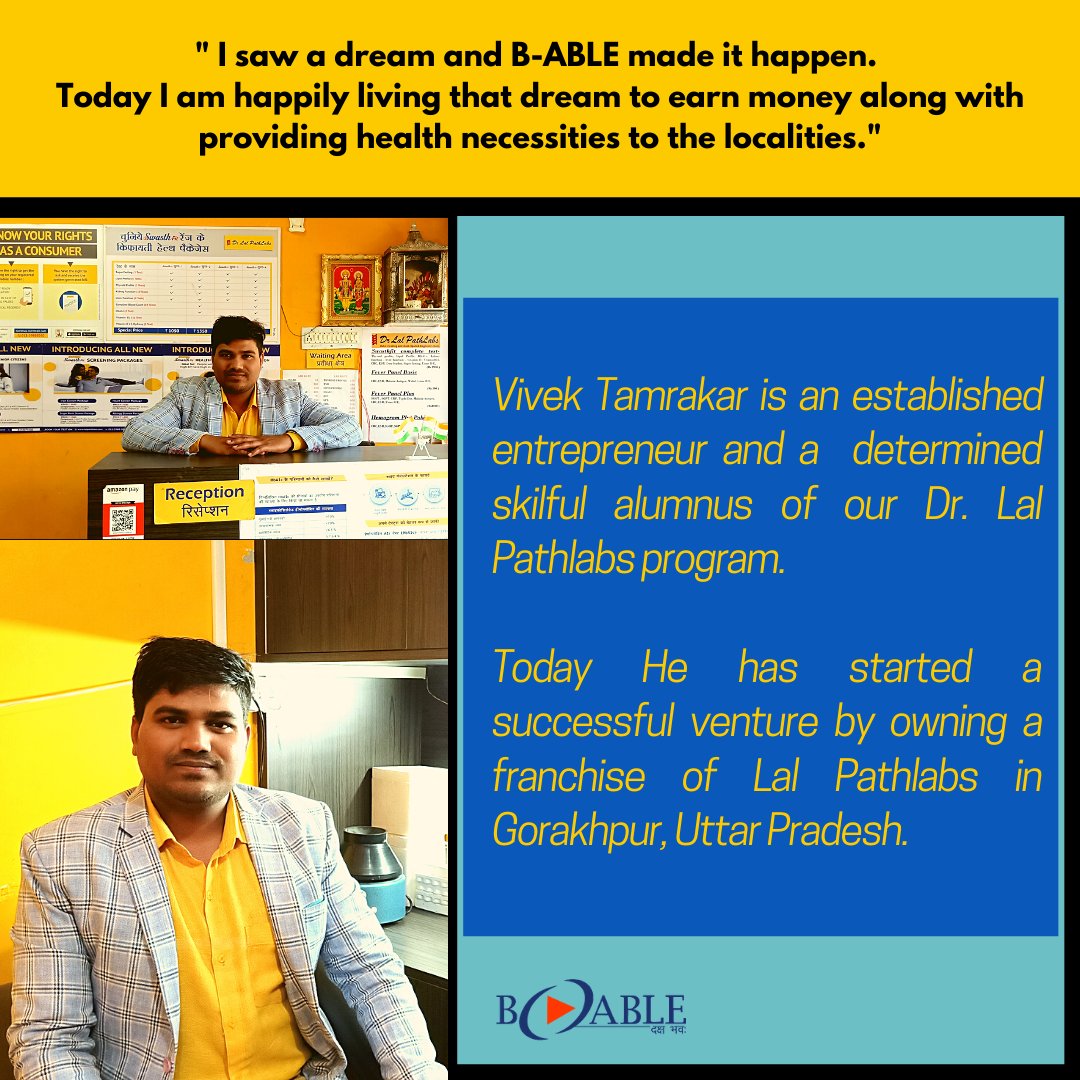 BABLEINDIA's tweet photo. A journey from dreaming to living it, in reality, was not easy.
We congratulate, and wish him all the very best for his forthcoming prospect.
Kudos to the entire team of our @lalpathlabs program.
#inspiration #entrepreneurship
#Indiaischanging
#transforminglives #success https://t.co/4aSe75j3nx