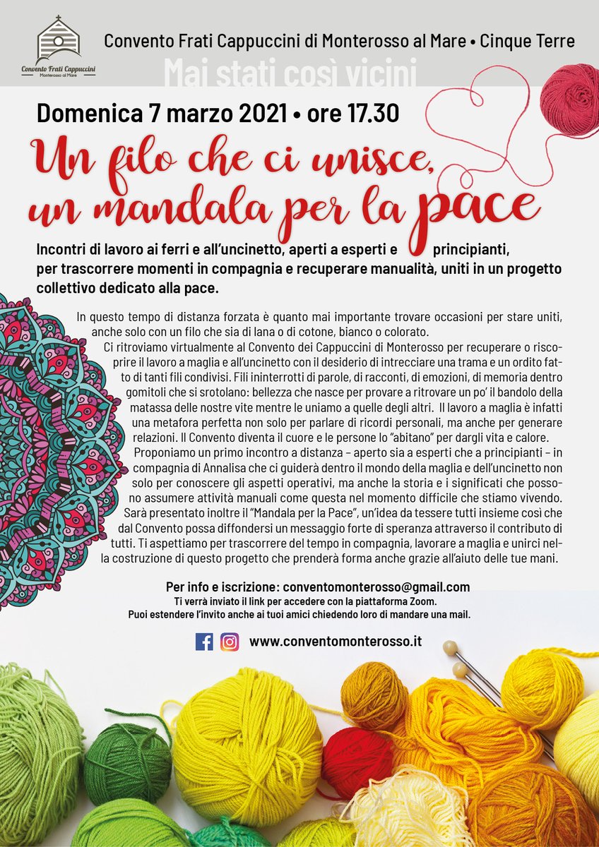 Conv_Monterosso's tweet photo. #maglia #uncinetto #mandala un mandala di pace per appassionati di maglia e uncinetto #stareinsieme #conventomonterosso https://t.co/FgVbwREexq https://t.co/qYP0JceIc5