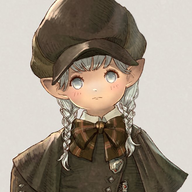 avatar (ff14) lalafell solo pointy ears hat 1girl twin braids gloves  illustration images