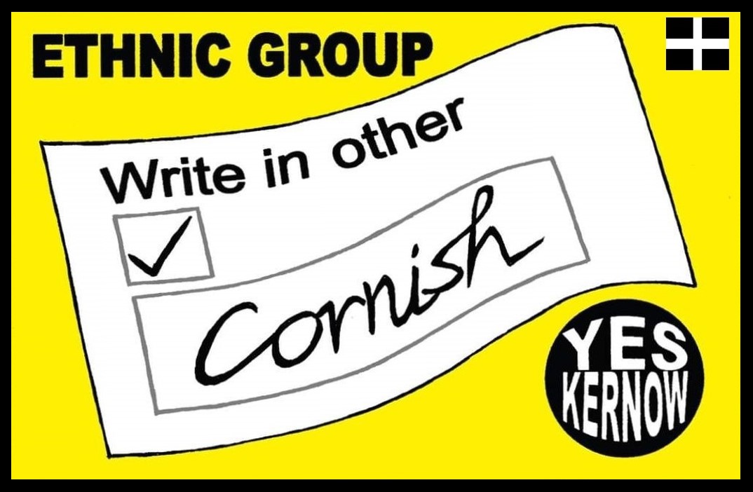 LenSheppard7's tweet photo. Taken the time out from St Piran's for this. Census now available to complete. If you're #Cornish or identify as Cornish TELL THEM. They wouldn't give us a tick box so proactivity by you in ticking other and writing Cornish is needed. The pen is mightier than the sword, use it. https://t.co/IiCPTHOmTw