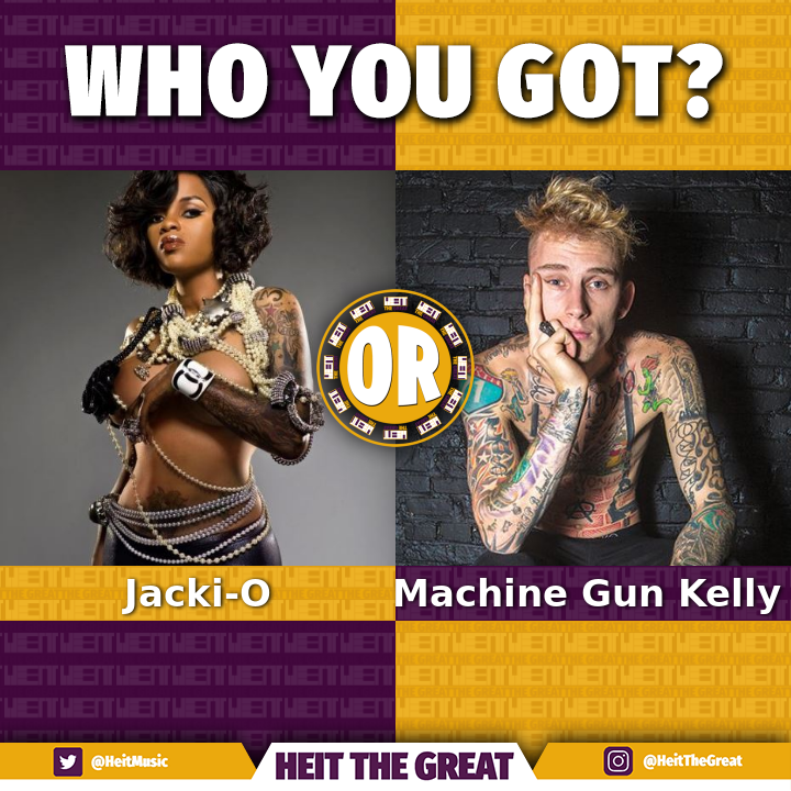 HeitMusic's tweet photo. Jacki-O or Machine Gun Kelly ? Who's the better RAPPER? #jackio #machinegunkelly #HipHop #Rap #HeitTheGreat *rappers randomly generated* https://t.co/VW9sOsHMV5