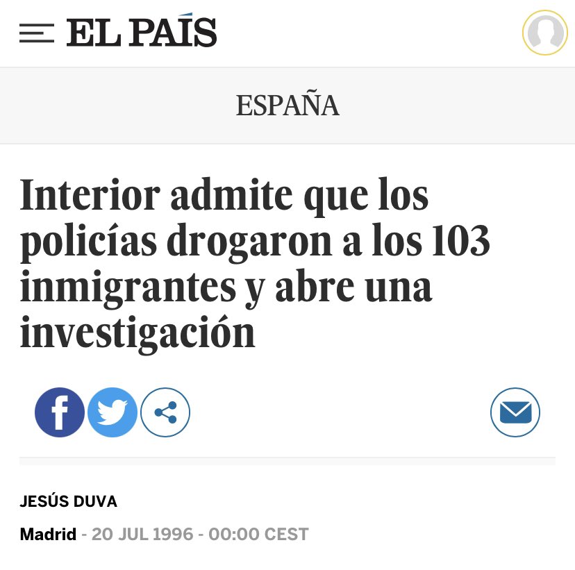 adrianvives0's tweet photo. Este 2021 se cumplen 25 años de uno de los episodios más aberrantes de la política migratoria española: en el verano de 1996 se deportó en secreto a 103 personas sedadas con haloperidol en aviones militares, algo que hasta los sindicatos policiales asociaron a prácticas nazis. 
+ https://t.co/ZcBh4HRwA6