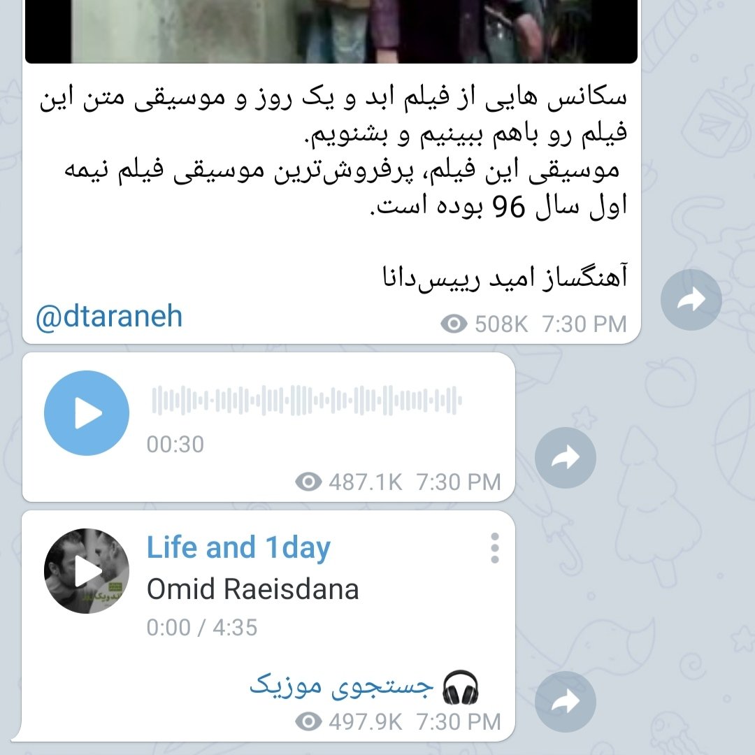 OmidRaiesdana's tweet photo. ۱-حالا که بحث نرفتن سمیه دوباره داغ شده لازم می‌دونم یادآوری کنم موسیقی ابد و یک روز فقط در دو کانال تلگرام بیش از ۸۰۰ هزار بار دانلود غیرقانونی شد، در حالی که من به عنوان آهنگساز و مالک مادی و معنوی این اثر از انتشار این آلبوم تقریبا هیچ انتفاعی نداشتم https://t.co/Me3mP0NOqx