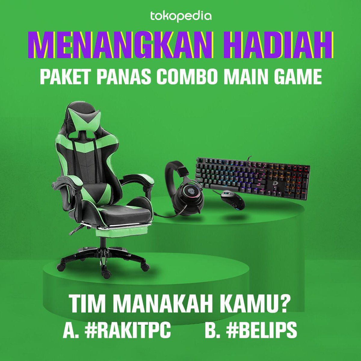 tokopedia's tweet image. Menangkan Hadiah Paket Panas Combo Main Game

Caranya:

1. Follow Twitter @Tokopedia
2. RT dan LIKE Tweet ini
3. Reply dengan pilih hashtag #RakitPC atau #BeliPS serta hashtag wajib #TokopediaGamingParty SEBANYAK-BANYAKNYA !!

Akan ada 6 Pemenang! Diumumkan 8 Maret 2021