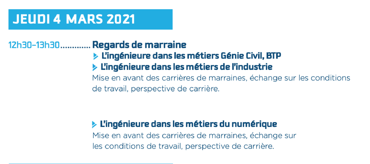 intech_lux's tweet photo. [Les semaines de l'égalité professionnelle]
Regards de marraine, échange avec des ingénieures.
Lien vers la plateforme : https://t.co/zjwr7EN79R

Retrouvez le programme d'aujourd'hui Jeudi 04 mars👇🏽
@Polytech_Gre @capgeminifrance @Ellesbougent https://t.co/fCV4bbELV3