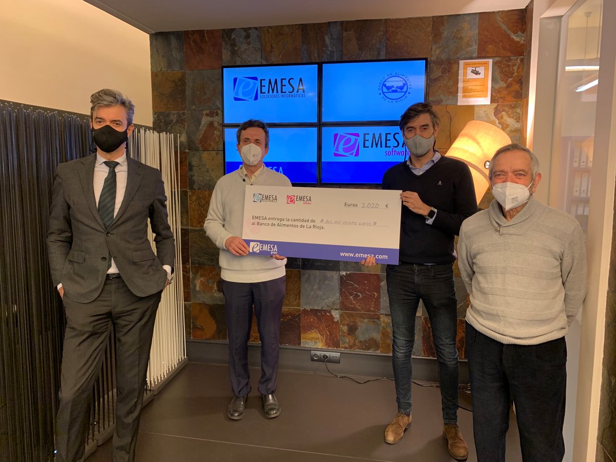 EmesaTic's tweet photo. EMESA dona 2020 euros al Banco de Alimentos de La Rioja

#GRACIAS a nuestros clientes por hacer posible esta entrega de generosidad tan necesaria. ¡Gracias!
@BALaRioja 

https://t.co/1TaaPjiBGD https://t.co/UaMFXjNl1O