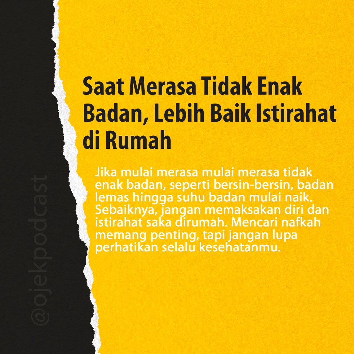 OjekPodcast's tweet photo. Halo semua, kali ini ojek podcast mau ngasih tips nih buat para driver yang tetap semangat di saat pandemi.

Semoga tips nya bermanfaat😁

OJEK PODCAST UP VIDIO BARU LHO!! YUK DI TONTON DI CHANNEL OJEK PODCAST

#dagelan #ojol #ojolindo #chatanlucu #ojolbahagia #ojolseru https://t.co/OTIMx6hgcb