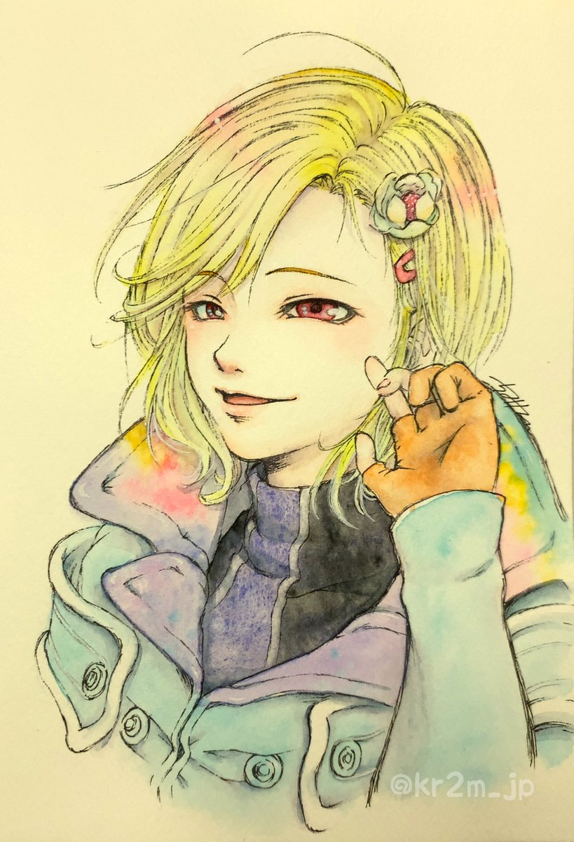 ちみにぃ き3 水そうめんloop2 セツを描きました 初描きです サネカズラの花言葉は 好機 再会 また逢いましょう グノーシア ファンアート 透明水彩 落描き ちみ 絵