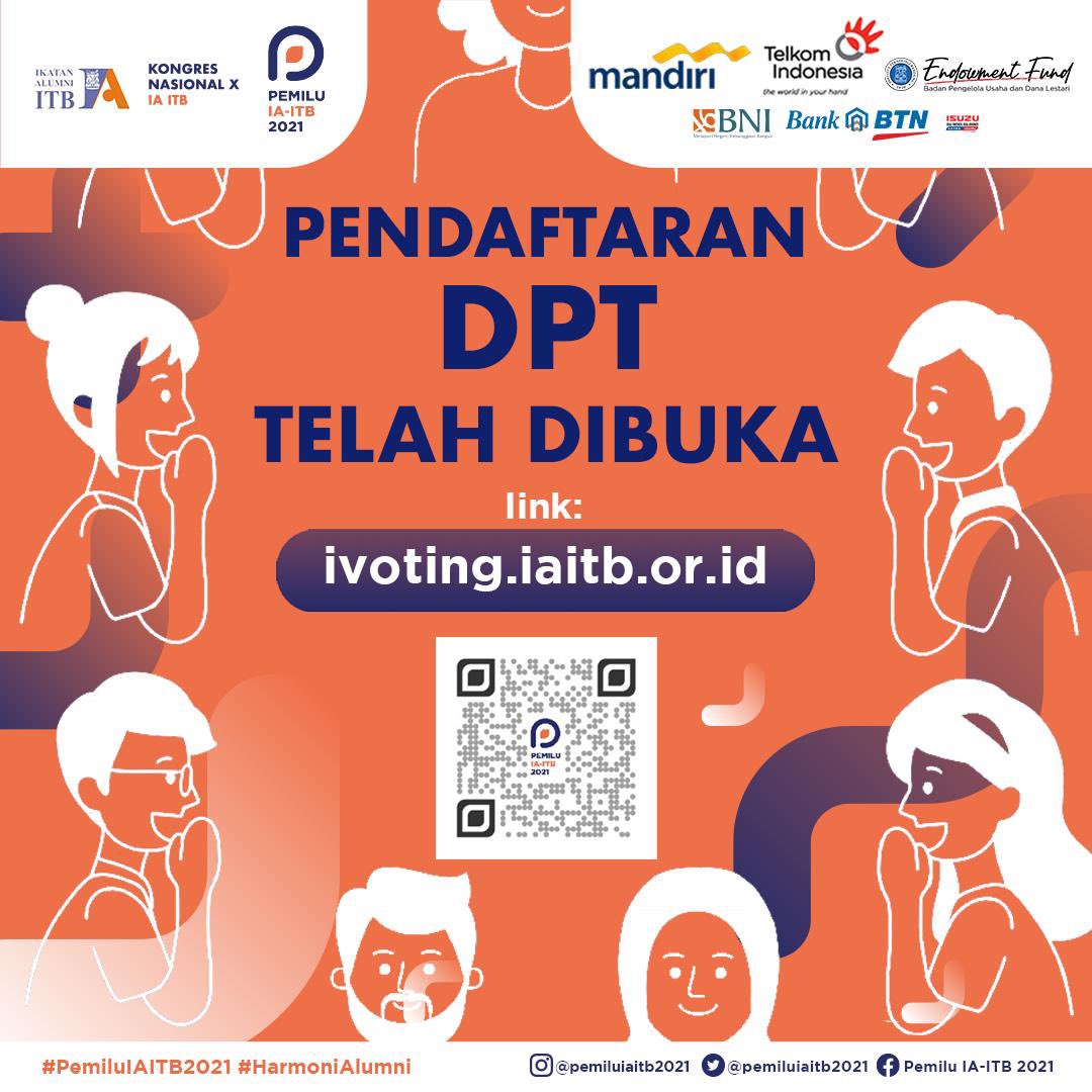 Pemilu IA ITB 2021 sudah di depan mata.
Dari beberapa waktu lalu, kita semua sudah menantikan pendaftaran DPT. 
Sekaranglah saatnya turun langsung ambil bagian dengan menjadi DPT Pemilu IA ITB 2021
 PENDAFTARAN DPT TELAH DIBUKA!
kunjungi ivoting.iaitb.or.id sekarang!