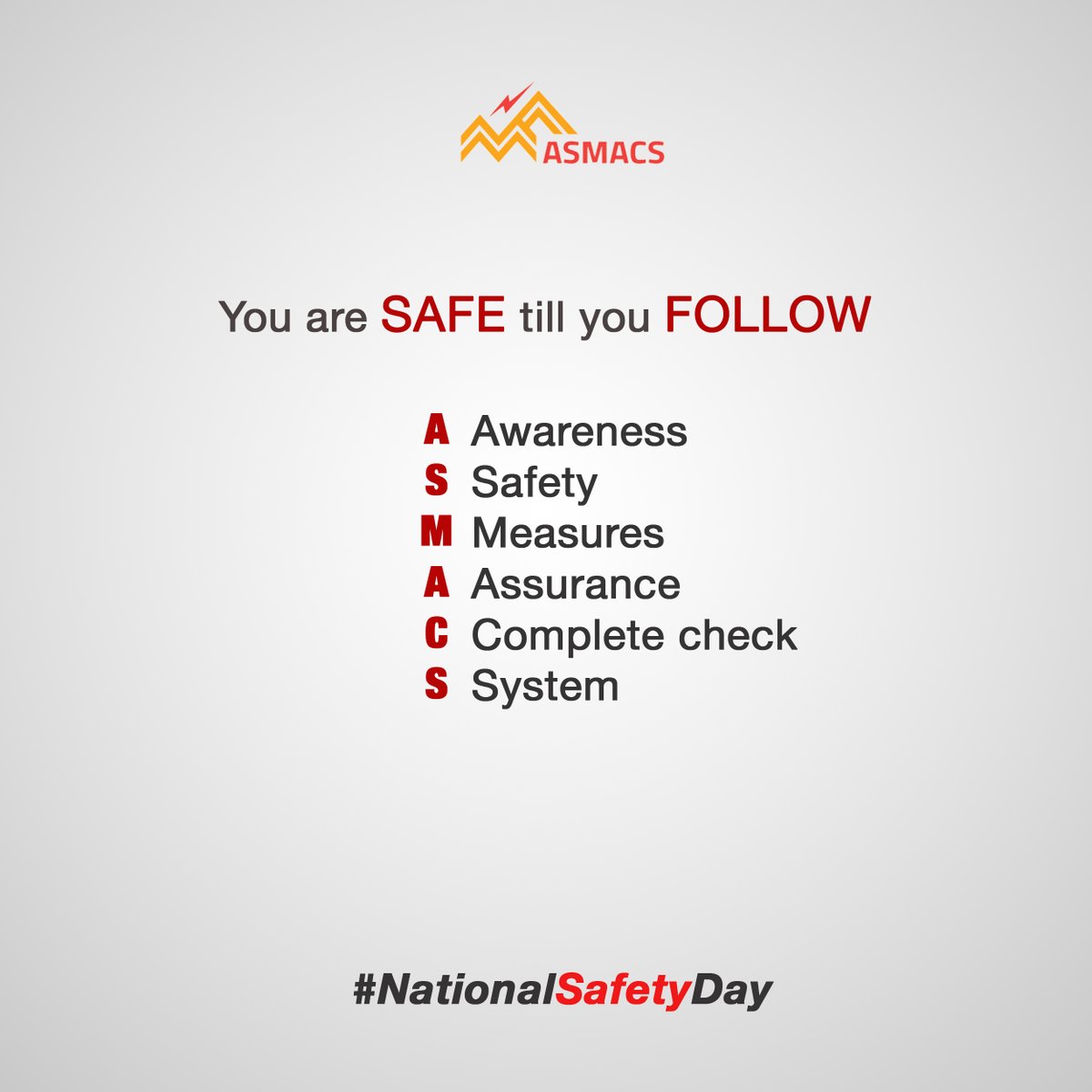 AsmacsSkill's tweet photo. National Safety Day, propagating and creating awareness among the general public. 
.
.
#asmacs #asmacsskills #devloka  #NationalSafetyDay2021 #awarenesss #safety #measures https://t.co/XErddrczkR