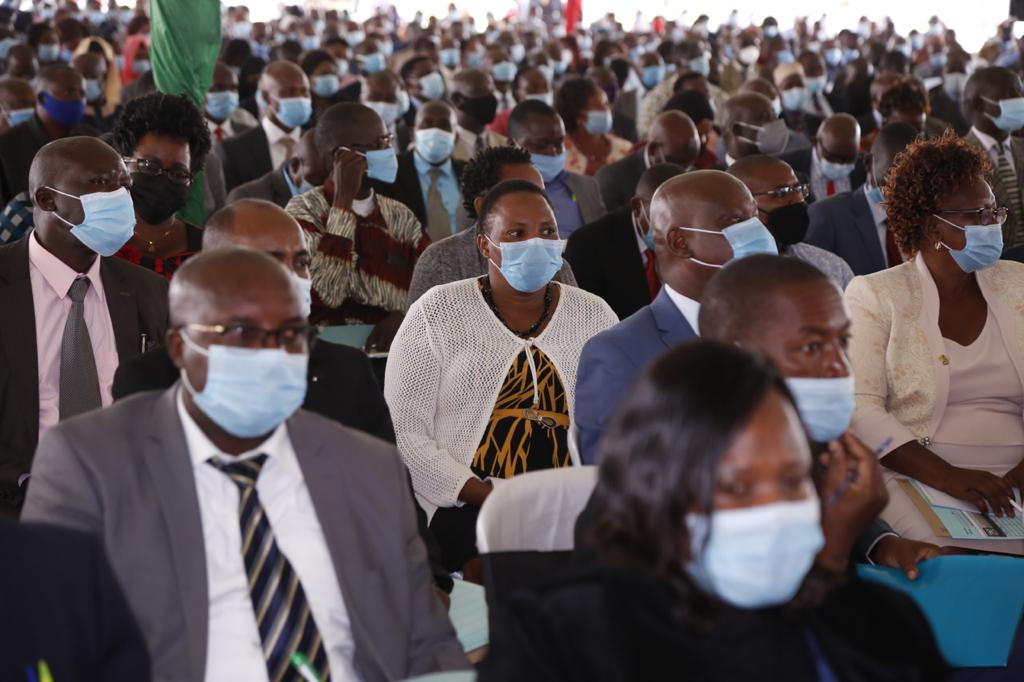 A section of Education and Deputy County commissioners during the launch of 2020 national examinations period at the Kenya School of Government