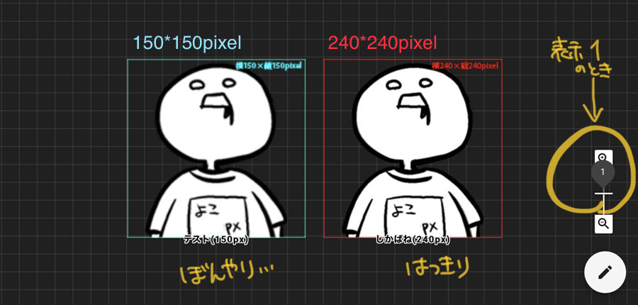 しかばね 自習 解像度の違うイラストをキャラシートに登録して並べてみた 150 150ピクセルと240 240ピクセル 駒サイズは10 ココフォリアは1マス24ピクセルなので 10だと扱いやすそうかなーと240ピクセルにした 画面表示 1 5 と 1 しかばね 自習 解像度の違うイラストをキャラシートに登録して並べてみた 150 150ピクセルと240 240ピクセル 駒サイズは10 ココフォリアは1マス24ピクセルなので 10だと扱いやすそうかなーと240ピクセルにした 画面表示 1 5 と 1