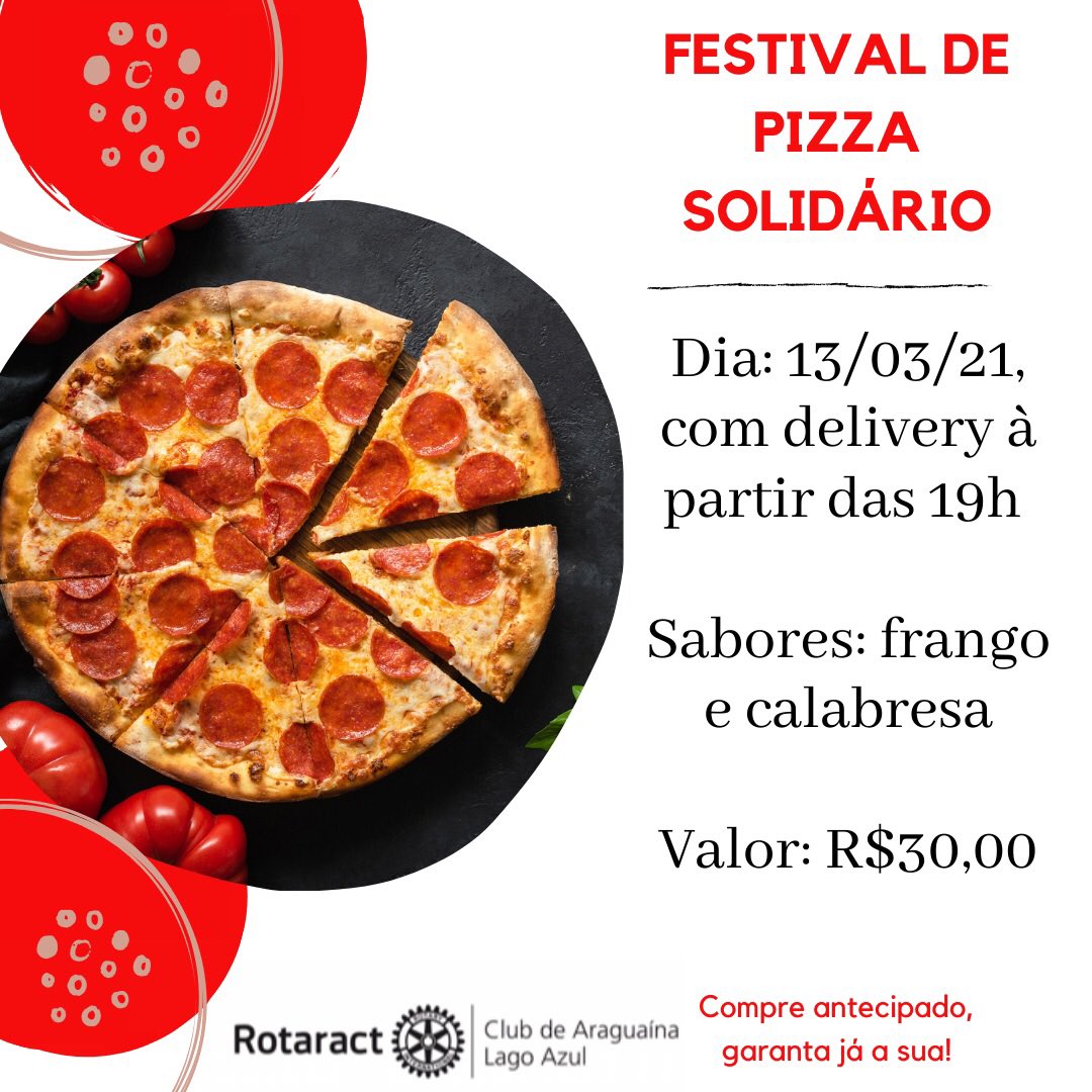AzulRotaract's tweet photo. Chegou a hora de comer uma pizza deliciosa e ainda ajudar nosso club a realizar projetos humanitários 😍 https://t.co/q8GIQ2j1hp