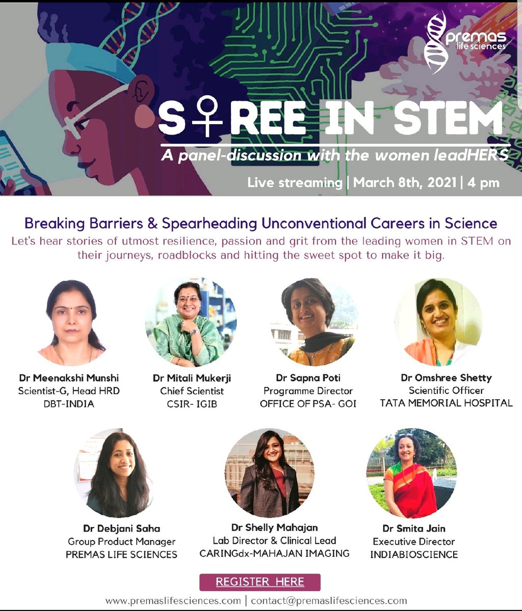 PremasLifeSc's tweet photo. Candid discussion with #womenleaders &amp; know their #successmantra. #WomenInSTEM
STREE IN STEM, Breaking Barriers &amp; Spearheading Unconventional Careers in Science. Register at https://t.co/NcCotXidyo 
@debsallhere @mukerjim @sapnapoti @IndiaBioscience @DBTIndia @CARINGresearch https://t.co/itsj5Mucxe