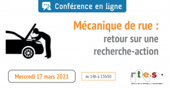 ReseauRTES's tweet photo. 📅  17 mars à 14h - Conférence en ligne "Mécanique de rue : retour sur une recherche-action" 👉  https://t.co/knE62cXDrB https://t.co/Vuob39IIvw