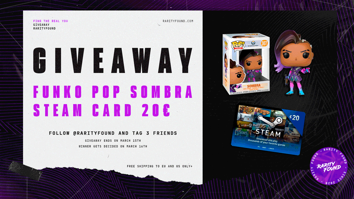 RarityFound's tweet photo. #GIVEAWAY ALERT🎉

F R E E T H I N G S? Hell yeah! We are giving away this awesome Overwatch Pop Figure and Steam Card so you can buy whatever you want on Steam!

How to enter:

1. Must follow @RarityFound 
2. Tag 3 friends
3. Retweet

Ends March 15th! Good luck 👊 https://t.co/PcATTWZSh3