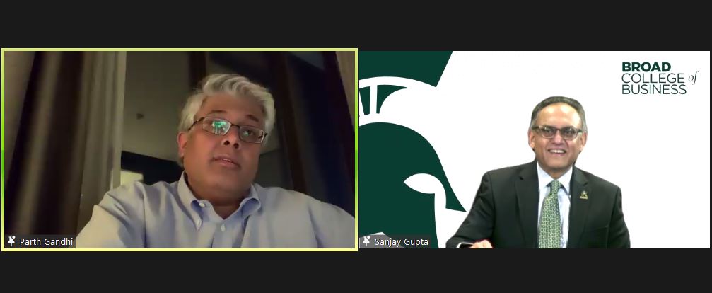 MSUexecutiveMBA's tweet photo. Day 2 of our Global Marketplace. This morning we are joined by Parth Gandhi, AION Partners &amp; Dean Gupta. https://t.co/3ld7kpDRSX