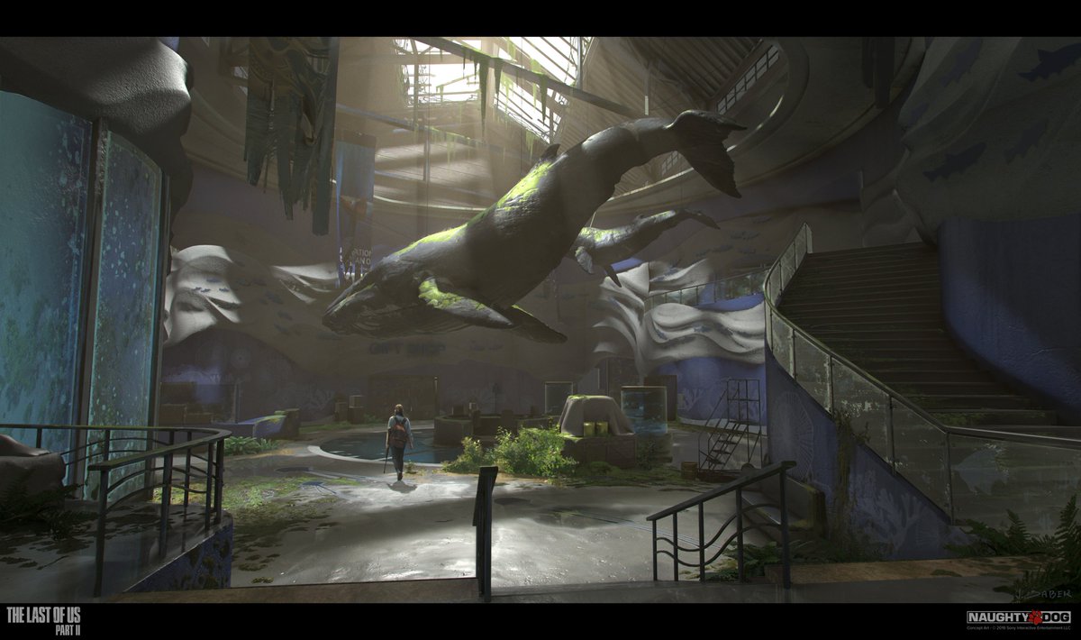 Opening up this twitter account with images I worked on for The Last of Us: Part 2. The task here was mainly to design different lighting and moods for the different seasons in the aquarium.
#Naughtydog #TheLastofUsPartII #cinematography #darkart