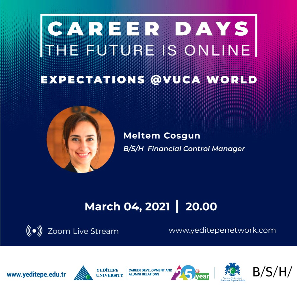 7tpProfesyonel's tweet photo. You are invited to the “Expectations at VUCA World” seminar by BSH Turkey Financial Control Manager Meltem Coşgun.⠀

In collaboration with the International Relations Club, the event will take place on 📆 March 4 Thursday at 20.00 ⠀ https://t.co/kFrZ5toqER