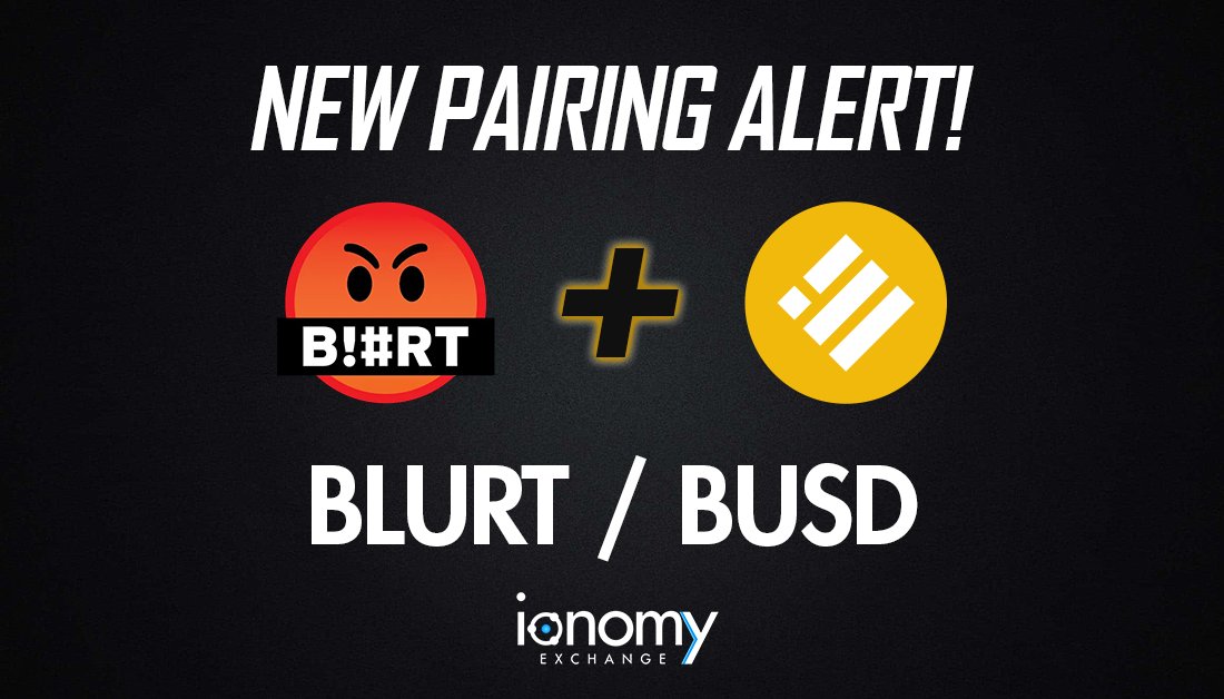 $BLURT / $BUSD trading pair now live on #ionomy #Exchange!

$Binance $BNB #stablecoin #blurt #blogging #cryptocurrency

exchange.ionomy.com/en/markets/bus…