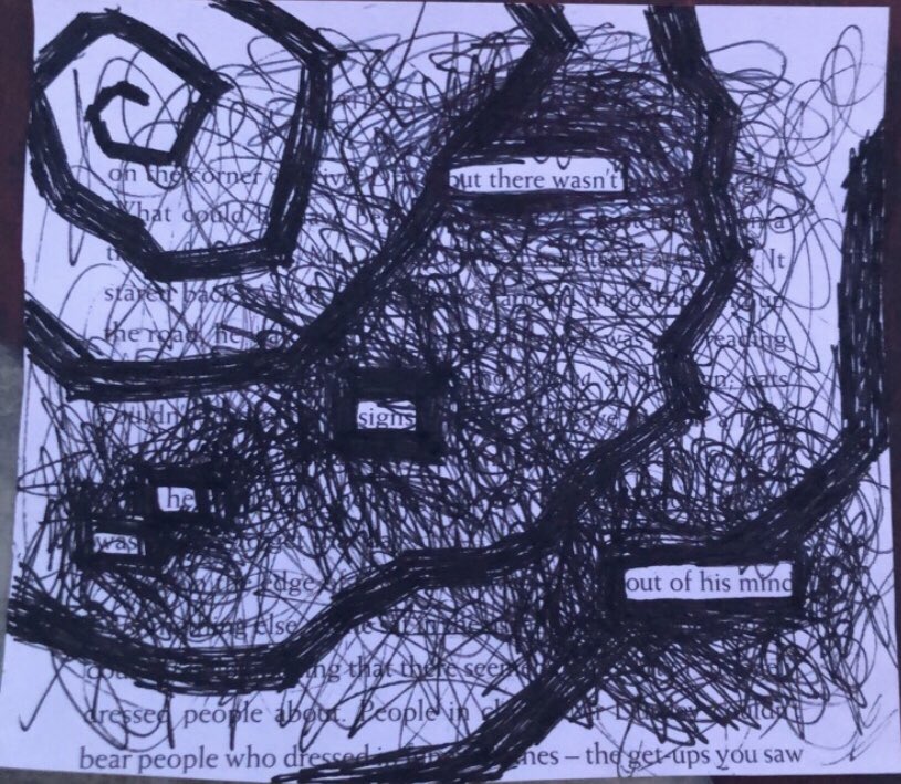 BerthaParkV_Art's tweet photo. Some amazing Black Out Art coming in today via remote learning in response to #WorldBookDay2021 Using found narratives to dictate the visuals surrounding it. Lovely work everyone! 👏👏 @BerthaParkHigh @BerthaParkEngli #visualarts #sl #pkcremotelearning https://t.co/ipezD3tMCJ