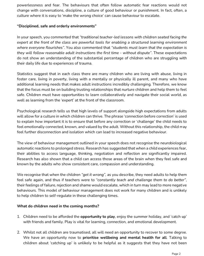 DrAmberElliott's tweet photo. We’re asking @gavinwilliamson to change his emphasis on ‘catch up’. Please RT and share with your local MP #catchup #education #schools #covid19 #trauma #send @willpsyc @betsydet @dramberelliott https://t.co/l0Qa9ZrU3O