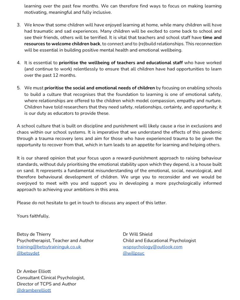 DrAmberElliott's tweet photo. We’re asking @gavinwilliamson to change his emphasis on ‘catch up’. Please RT and share with your local MP #catchup #education #schools #covid19 #trauma #send @willpsyc @betsydet @dramberelliott https://t.co/l0Qa9ZrU3O