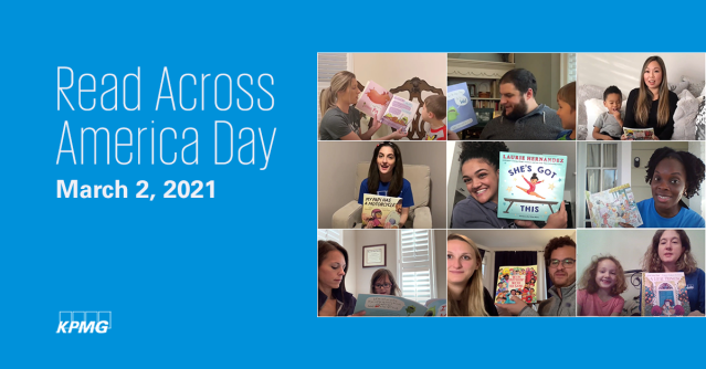 MYB1's tweet photo. Excited to celebrate #ReadAcrossAmericaDay with virtual book readings shared by my @KPMG_US colleagues! Together with @FirstBook, KPMG’s #KFFL provides #StoriesforAll to children in need of books. #KPMGProud #ConnectForAGreatStart https://t.co/INKMopF1Px