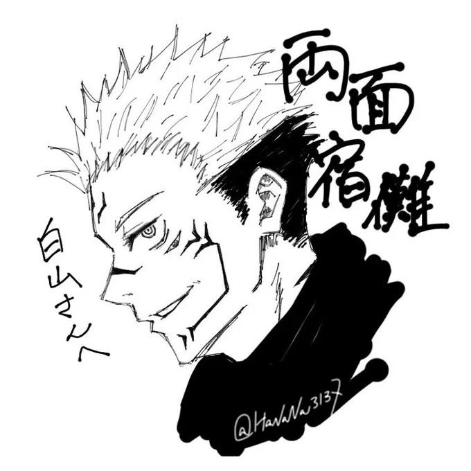 正面で紋様フルで描くか
宿儺の横顔好きやから横顔にするか
めちゃくちゃ悩みました(笑)?
リクエストありがとうございました!

@whitemountain_ 