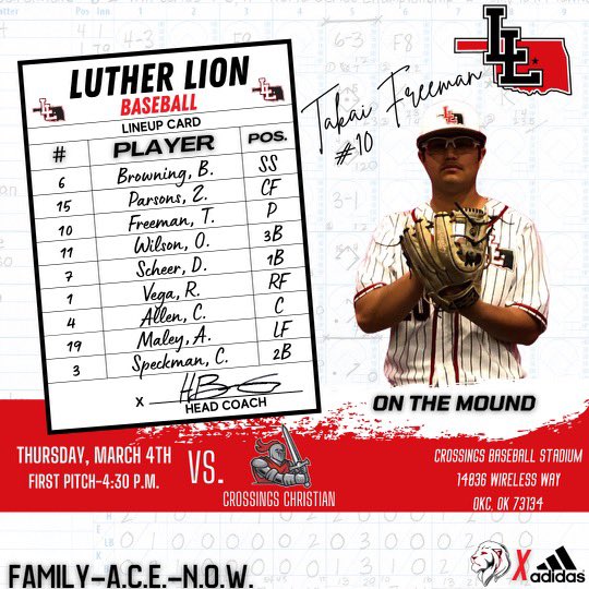 🦁⚾️GAMEDAY⚾️🦁 Here’s the starting lineup for today’s game against <a href="/BaseballCCS/">Crossings Baseball</a> #LionPride