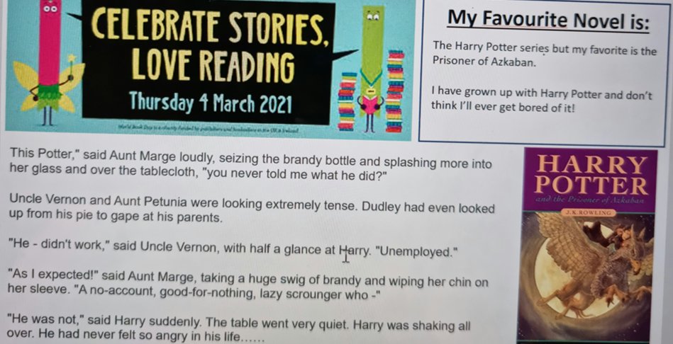 Most of my classes probably guessed it before, but anything Harry Potter! Enjoyed reading my extract today! I could probably recite it at this rate... #WorldBookDay #HarryPotter 📕🪄🧙‍♂️