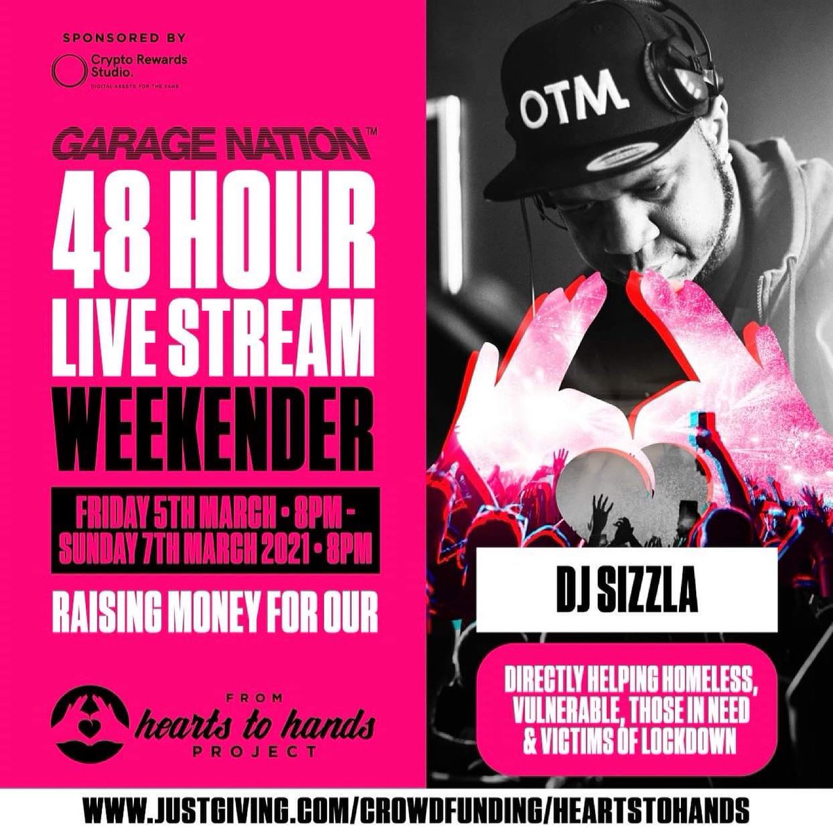 DJ Sizzla (@dj_sizzla) on Twitter photo Absolutely buzzing to be playing at the <a href="/garagenation/">Garage Nation</a> 48 Live Stream Weekender. All kicking off this Friday 5th March 2021 at 8pm it’s non-stop UK Garage all the way until 8pm Sunday 7th March. Raising money for the Hearts to Hands project I’ll be one of 100+ artists performing > Absolutely buzzing to be playing at the <a href="/garagenation/">Garage Nation</a> 48 Live Stream Weekender. All kicking off this Friday 5th March 2021 at 8pm it’s non-stop UK Garage all the way until 8pm Sunday 7th March. Raising money for the Hearts to Hands project I’ll be one of 100+ artists performing >