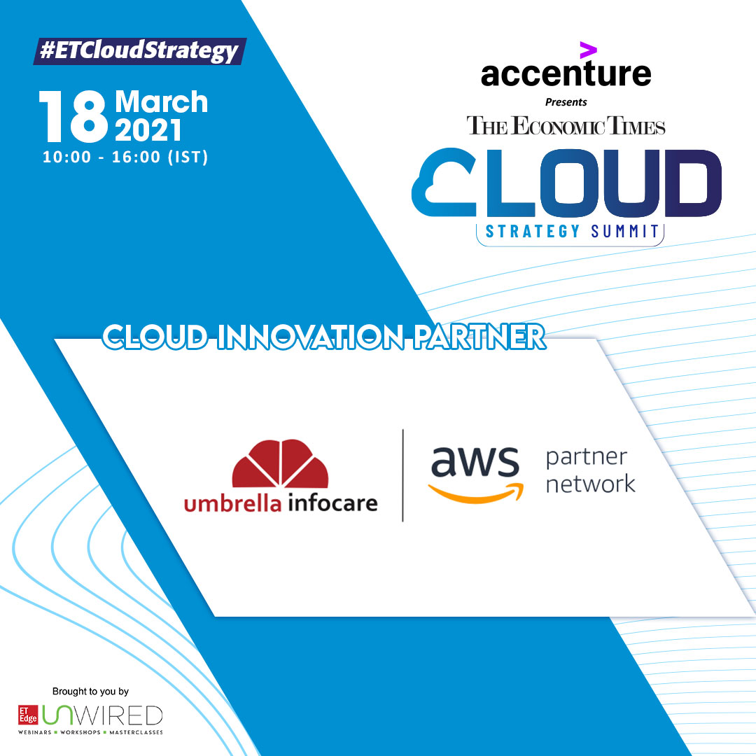 ET_Edge's tweet photo. #ETUnWired | @we_at_umbrella is a company that enable enterprises to achieve digital transformation by simplifying complex problems with cutting-edge technology. We welcome them as our Cloud Innovation Partner for the #ETCloudStrategy Summit.
Join us: https://t.co/XTvZ2i1WRv https://t.co/Elf6rzAe6o
