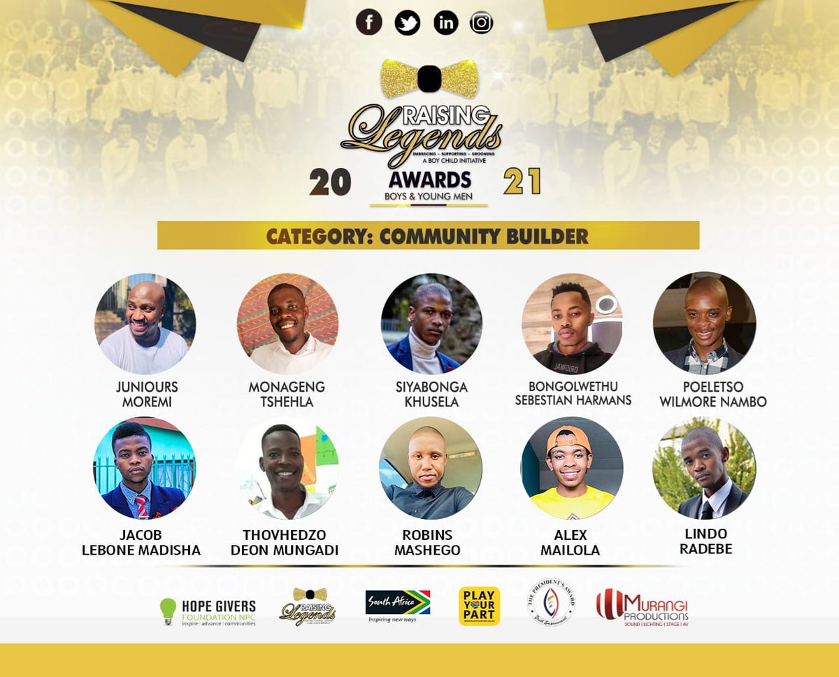 NPC_HopeGivers's tweet photo. THE WAIT IS FINALLY OVER!

Meet the nominees in the category of Community  Builder. Spot your favourite and get ready to vote. Let the best Raising Legends nominee win https://t.co/BiBQwbVrs9