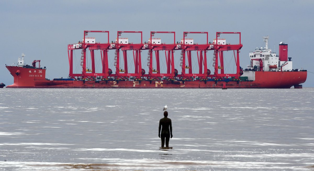 Giants cranes delivery in Liverpool #PortofLiverpool #Crosbybeach #cranes