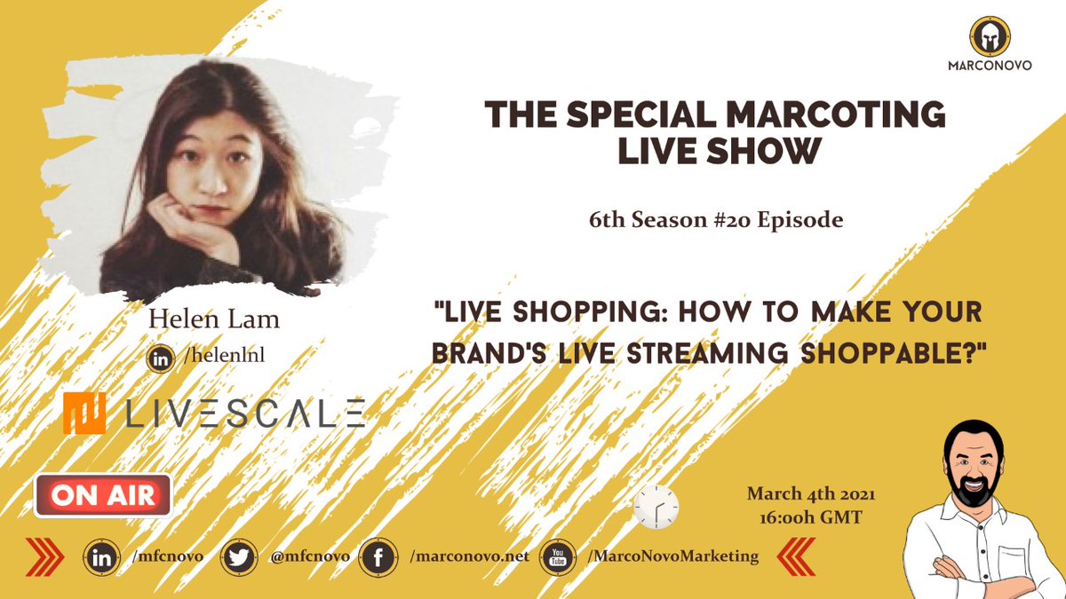 mfcnovo's tweet photo. Could #liveshopping help your #Brand on these challenging days? 

Next Thursday, Helen Lam, from @livescaletv will join me to talk about how to blend e-commerce and live streaming in an outstanding way to grow your business!

Join us: 
https://t.co/INRGMqADVP https://t.co/lQZKwWqoE3