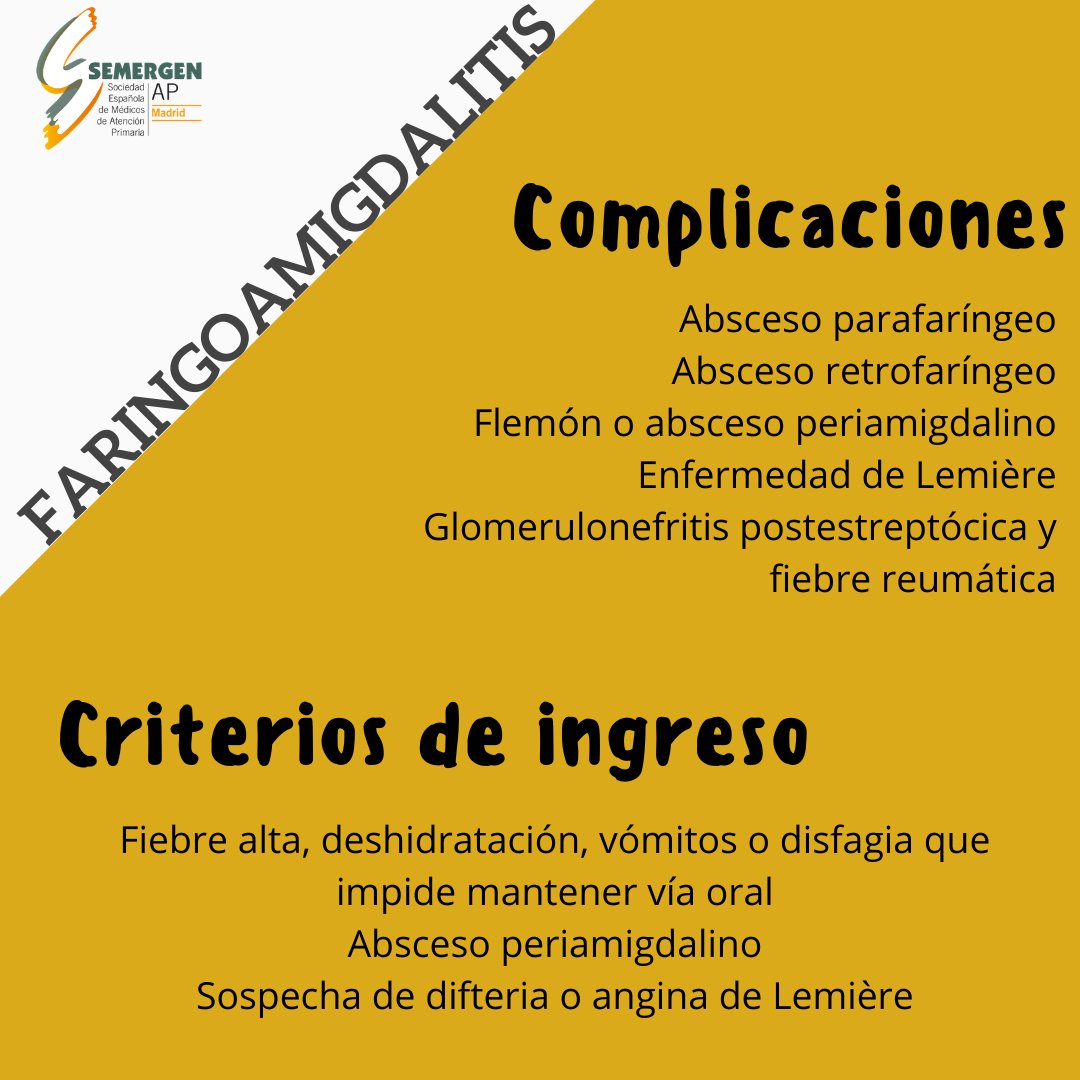 SEMERGENMADRID's tweet photo. Recordamos puntos claves de la FaringoAmigdalitis Aguda
#aprendevisualmente #formacion #chuletario #tips
@SEMERGENap @SEMERGENMADRID https://t.co/SsmRR5dTN6