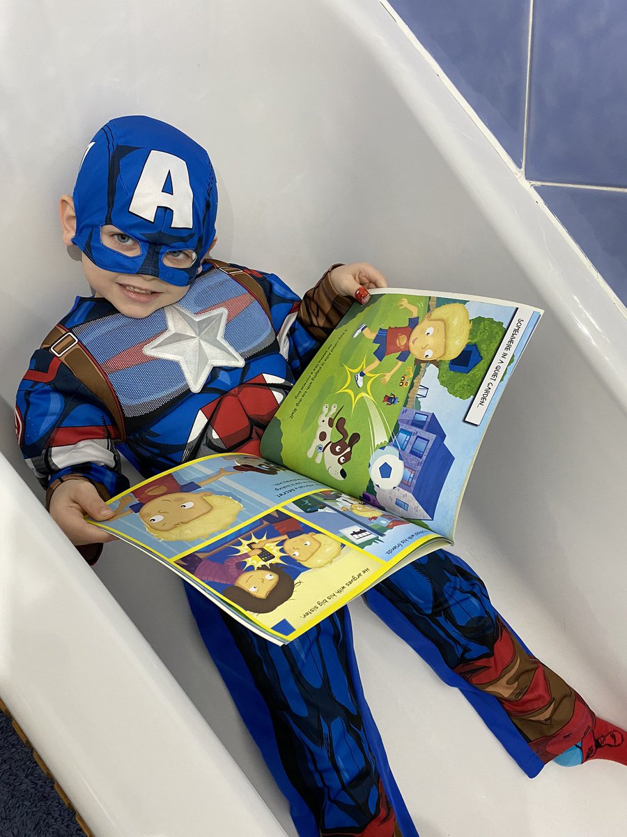 becky7johnson's tweet photo. Eddie reading in the bath for World Book Day 📚 #extremereading #teamsomers @HeathSomers @SomersReception https://t.co/B2mwYOjdex