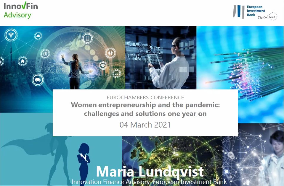 Eurochambres's tweet photo. "There is reason to be optimistic " - @EIB speaker at the first session of : "Women entrepreneurship and the pandemic: challenges &amp; solutions 1 year on"
.
.
.
#EWNEvent #EWNSurvey 
https://t.co/sW2Yy0mduN https://t.co/D0D6u3Ascn