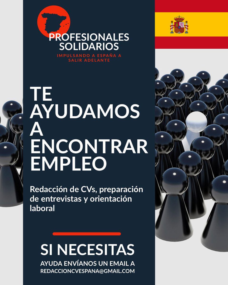 AresTrillo's tweet photo. Una de nuestras titanes ha lanzado otra iniciativa solidaria, cuya finalidad es la de ayudar a encontrar empleo a todo el que pueda necesitarlo. Todo aquel que necesite un impulso,que no dude en escribir al correo.
DIFUSIÓN POR FAVOR, la solidaridad es contagiosa.
Gracias ELI! https://t.co/pLR9ytCWg7