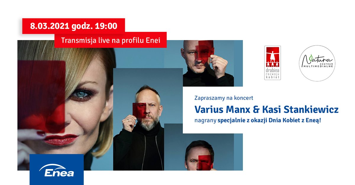 Grupa_Enea's tweet photo. #DzieńKobiet z #Eneą! 🌹 Zapraszamy 8.03 o g. 19 na koncert #VariusManx z Kasią Stankiewicz na naszym FB i YT 🎤 To część akcji #EneaCSR, której celem jest pomoc psych. kobietom w trudnych czasach pandemii. Dowiedz się jak pomóc ➡️ https://t.co/sLMrmvtcTN #CzwartekCSR #EneaNews https://t.co/bfbWEicSAf
