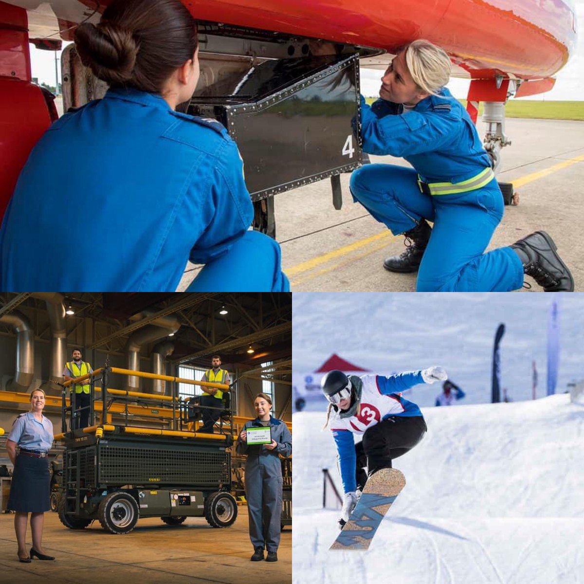 Happy World Engineering Day! 

RAF snowboarder Lissy is an Eng Officer who’s worked on the Red Arrows &amp; is now OC 5001 Sqn at Wittering.

A former skiier, she got hooked on boarding at the RAF Champs in ‘06🏂 

 #rafwsaa #noordinaryjob #redarrows #avgeek #worldengineeringday2021