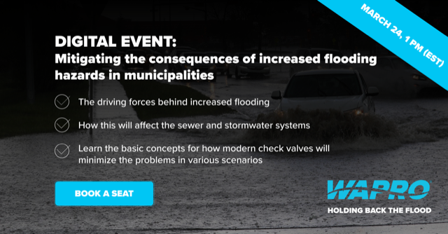 wapro_ab's tweet photo. Book a seat and join our digital event - Mitigating the consequences of increased flooding hazards in municipalities. 
https://t.co/Ir7fd9zaGI

#wapro #flooding #preventflooding #floodprevention #backflow #backflowpreventer #checkvalve #stormwater #stormwatermanagement https://t.co/ranyHIKByJ