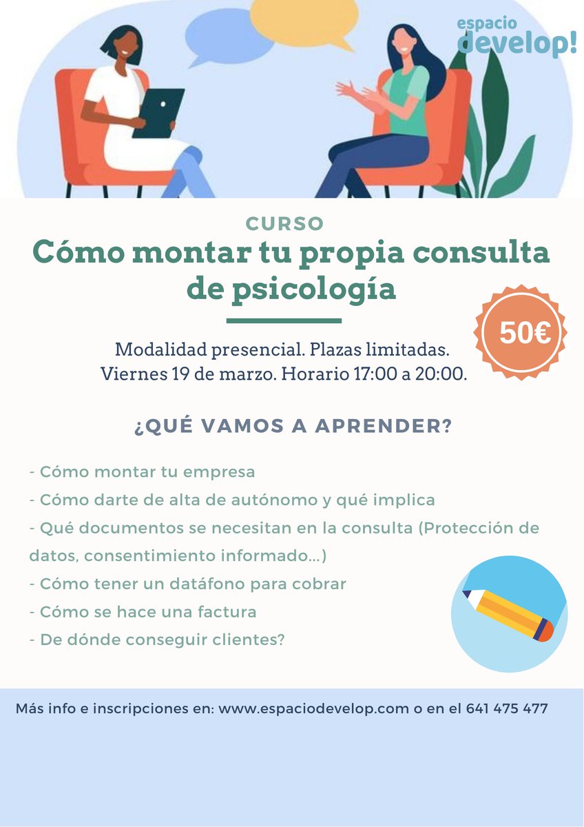 Espaciodevelop's tweet photo. 🤔¿Alguna vez has imaginado cómo sería montar tu propia consulta de psicología?
💙Desde #EspacioDevelop podemos asegurarte que es una aventura apasionante y maravillosa. Pero también sabemos que al principio puede ser un proceso algo complejo.
⬇️ https://t.co/BaXRFKqA3Z