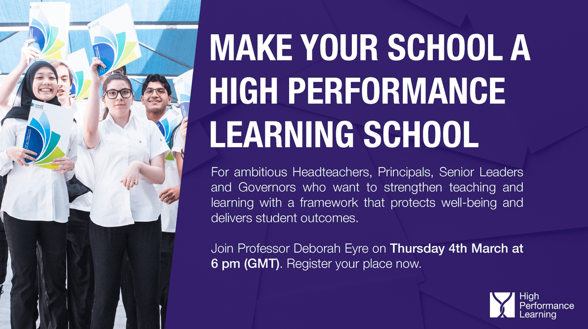 Teacher well-being has never been more important. Learn how a progressive teaching framework can bring both results and well-being.  

Discover how HPL can help your school become world class today at highperformancelearning.co.uk/make-your-scho…