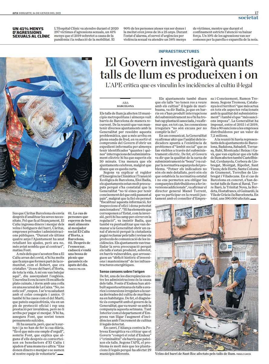 El passat dia 15 de gener <a href="/diariARA/">diariARA</a>  va publicar l'article "Cues més llargues als menjadors socials...", un reportatge de Gerard Fageda Soler, amb fotografies de Francesc Melcion. L'article recull els testimonis dels usuaris de Caliu, espai d'acolliment. #social #crisisocial