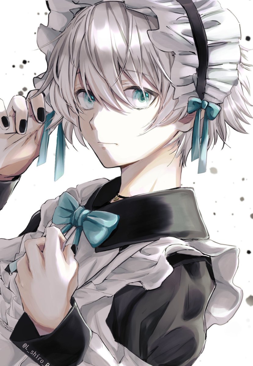 1boy male focus maid maid headdress solo apron maid apron  illustration images