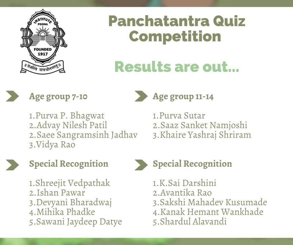 Namaste,

We are announcing the results of Panchatantra Quiz Competition with immense pleasure. Panc...